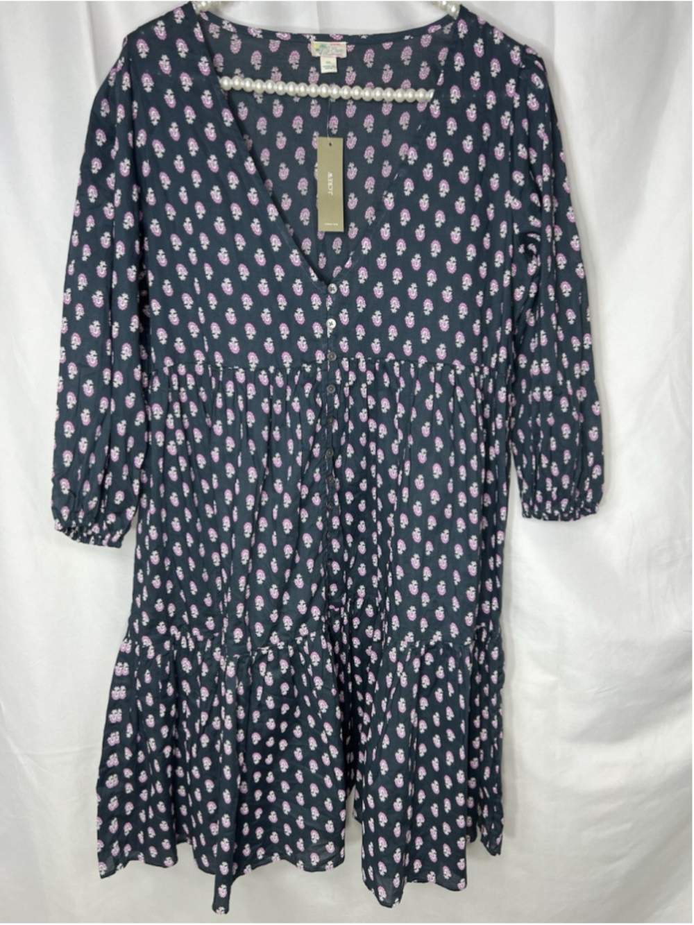 J Crew Tiered Cotton Voile Beach Dress In Best Buds Womens Size XS Lightweight